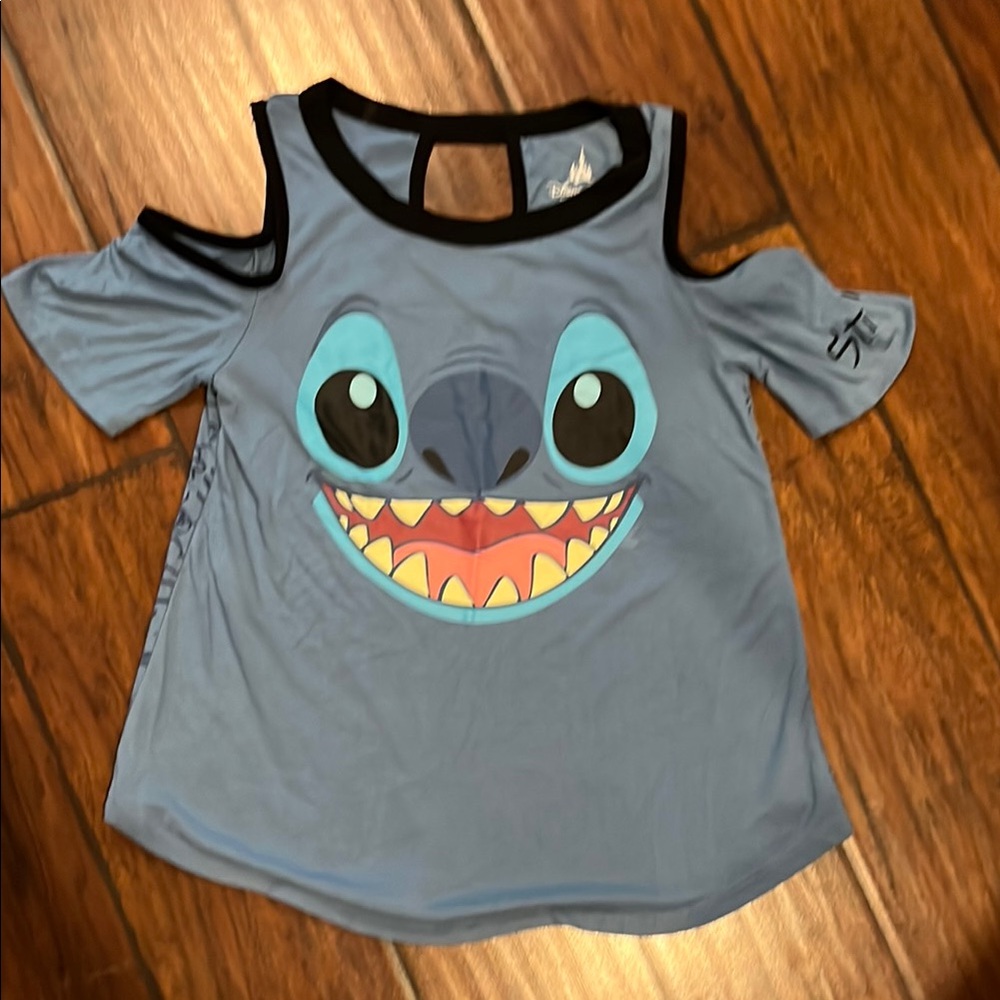 Blue Cold Shoulder Stitch Top